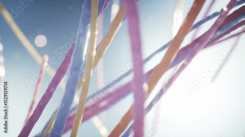Floating pastel threads, abstract network, photorealistic animation with gentle motion