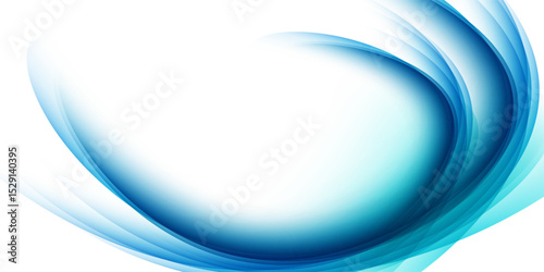 Abstract curved blue lines brush stroke on white background.