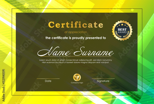 Certificate Of Achievement Award Template Design.