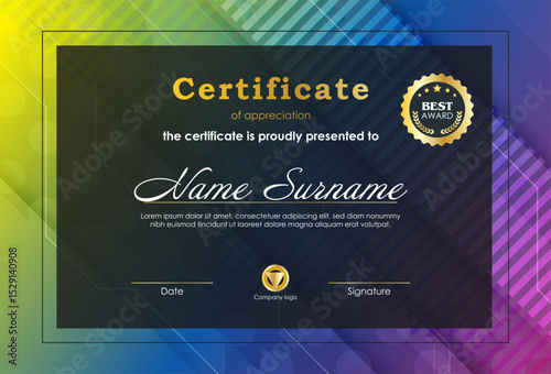 Certificate Of Achievement Award Template Design.