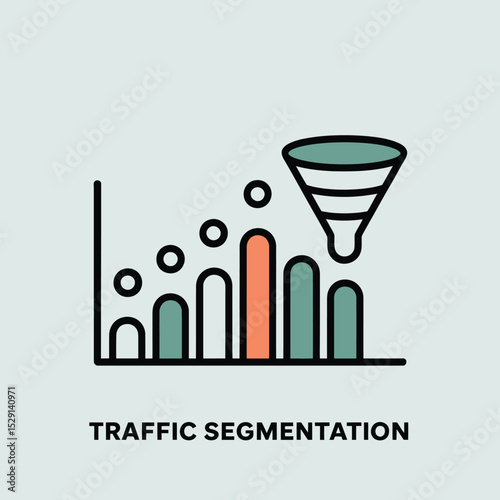Traffic segmentation chart with funnel icon
