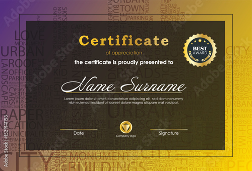 Certificate Of Achievement Award Template Design.