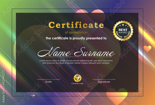 Certificate Of Achievement Award Template Design.
