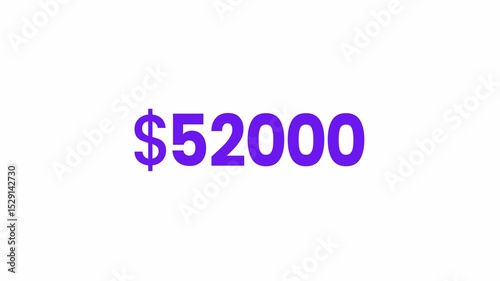 USD 52000 Text Animation. Alpha matte with transparent background 4K resolution.