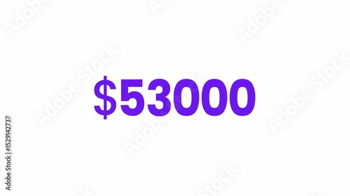 USD 53000 Text Animation. Alpha matte with transparent background 4K resolution.