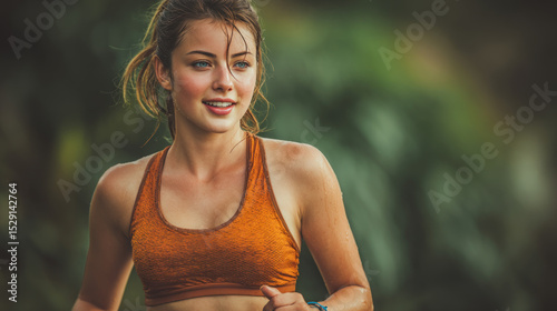 A young woman doing workout jogging running at the park