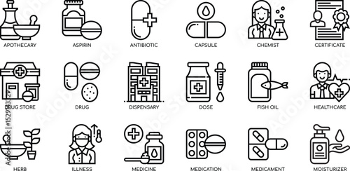 Comprehensive Medical Icons Pharmacy, Healthcare, Pills, Capsules, and More - EPS Vector Graphics