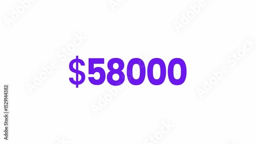 USD 58000 Text Animation. Alpha matte with transparent background 4K resolution.