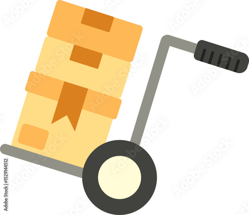 Hand truck carrying stacked packages for delivery