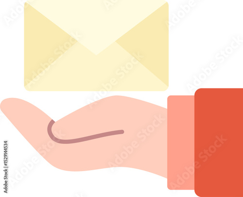 Mail Delivery Icon. Courier hand holding envelope delivering mail