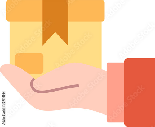 Parcel Handover Icon. Courier holding parcel safe delivery and shipping services