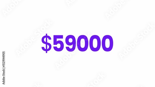 USD 59000 Text Animation. Alpha matte with transparent background 4K resolution.