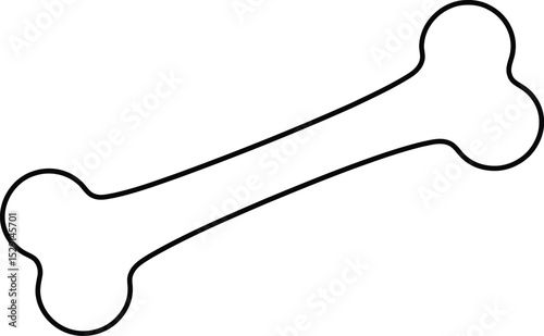 Simple line drawing of a dog bone silhouette vector illustration