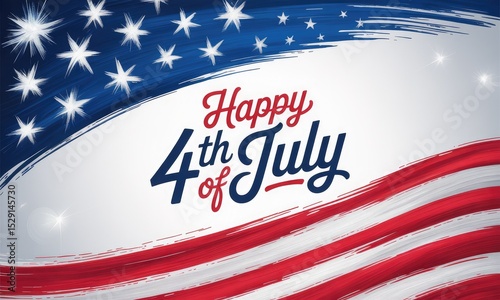 Patriotic american flag design with 4th of july text