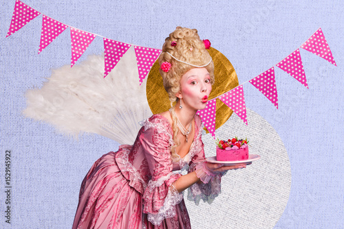 Photos Trend artwork poster composite sketch collage of young lady kiss celebrate birth