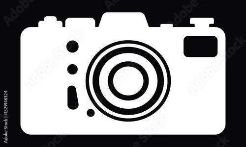 A vintage silhouette of a camera, black and white, high contrast, vector style 8 Black Background