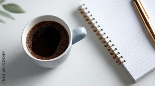 Businessman desk with planner and coffee mug mockup on white