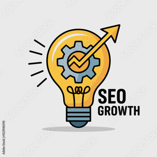 Seo growth strategy idea lightbulb illustration
