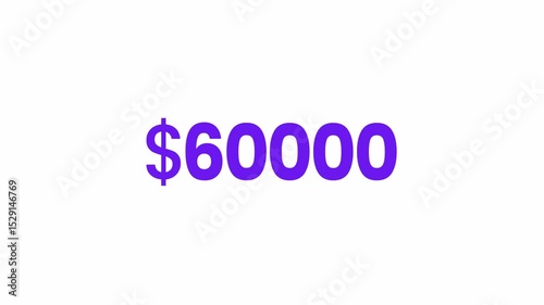 USD 60000 Text Animation. Alpha matte with transparent background 4K resolution.