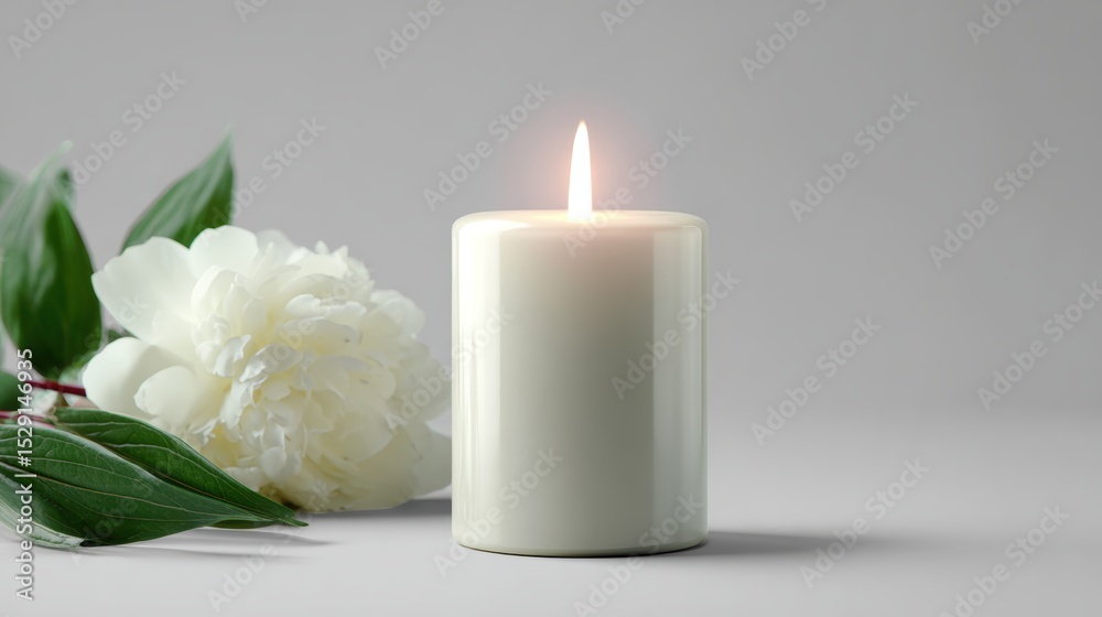 Candlelight memorial mockup with flame on white Candlelight memorial mockup with flame on white