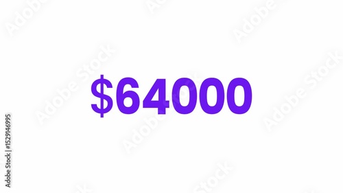 USD 64000 Text Animation. Alpha matte with transparent background 4K resolution.