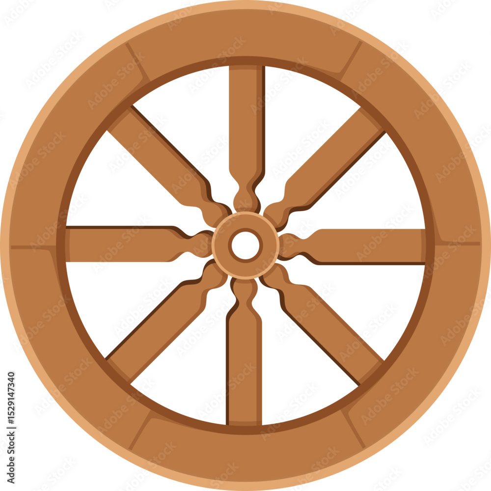 Obraz premium Classic Wooden Cart Wheel Illustration