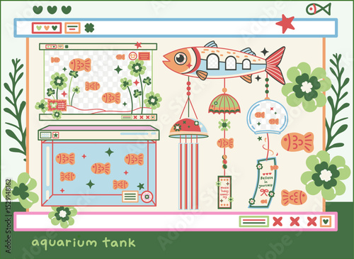 Heisei Retro Style Elements Illustration