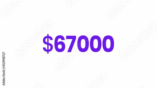 USD 67000 Text Animation. Alpha matte with transparent background 4K resolution.