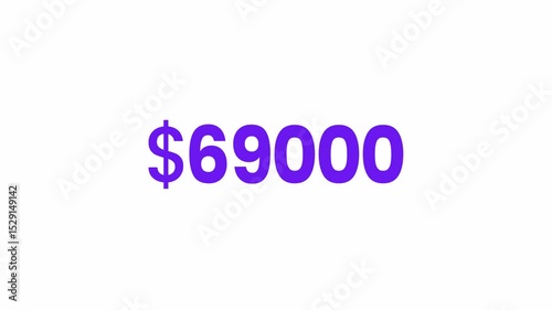 USD 69000 Text Animation. Alpha matte with transparent background 4K resolution.