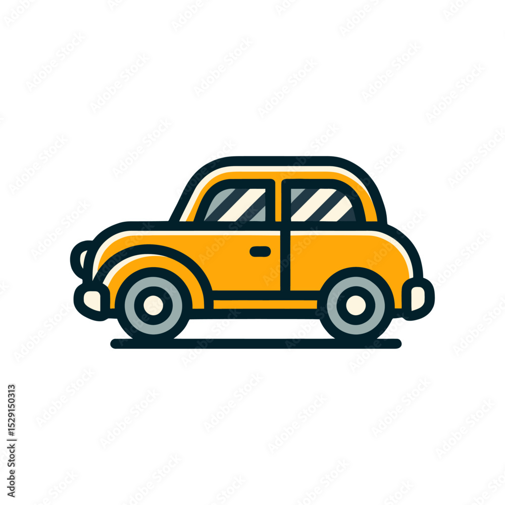 Fototapeta premium yellow small taxi car vector illustration isolated