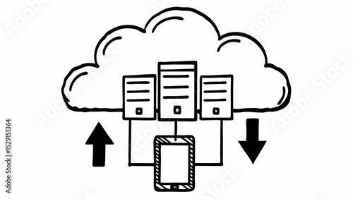 Modern Sketch Style Graphic for Digital Transformation, Remote Work, and Enterprise Solutions