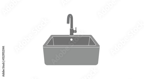 Single Grey Kitchen Sink with Modern Faucet