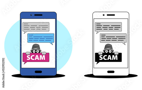 Scam Alert Message on Smartphone, online fraud and phishing warning concept