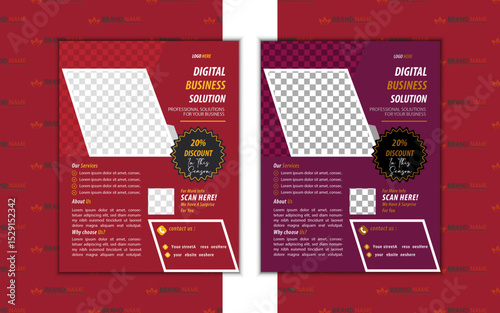  Business Flyer Layout in Two Colors Verietion, Corporate business flyer template design ,. marketing, business proposal, promotion, advertise, publication, cover page. new