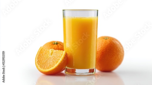 Glass of orange juice isolated on white background