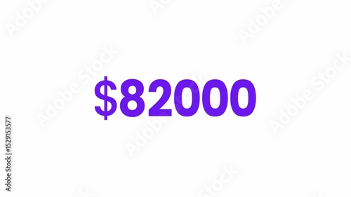 USD 82000 Text Animation. Alpha matte with transparent background 4K resolution.