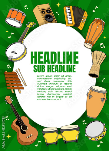 Music Festival Poster with Various Instrument