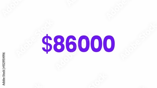 USD 86000 Text Animation. Alpha matte with transparent background 4K resolution.