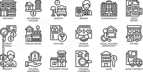 Comprehensive Guide to Real Estate Icons Apartments, Houses, Brokerage, Leases, and More