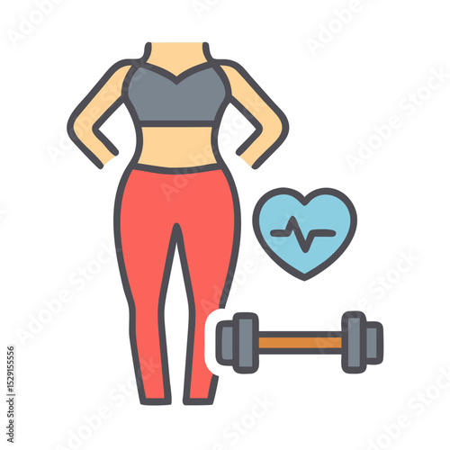 Healthy Lifestyle Vector Icon Set Fitness, nutrition, exercise, wellness, sleep, yoga, meditation, heart rate, gym, hiking, cycling, sports, health monitoring icons