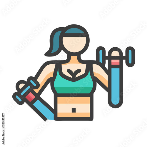 Healthy Lifestyle Vector Icon Set Fitness, nutrition, exercise, wellness, sleep, yoga, meditation, heart rate, gym, hiking, cycling, sports, health monitoring icons