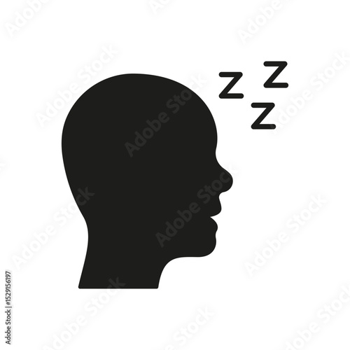 Sleeping Person With Zzz Solid Icon. Sleep, Rest, And Relaxation Silhouette Symbol. Nighttime, Dreaming, And Slumber Representation. Isolated Vector Illustration