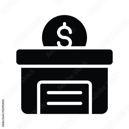 A glyph style icon of a secure money box