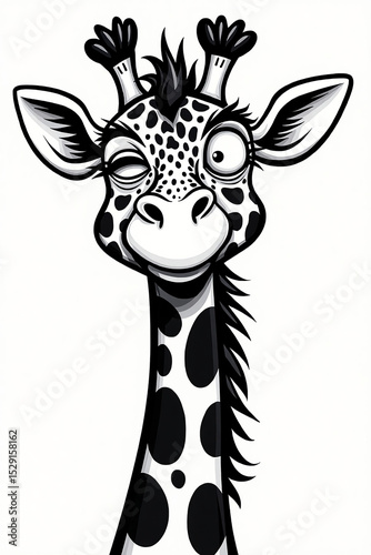 Cartoon giraffe headshot drawing in black and white. It's a friendly image, likely for a children's book or website.

