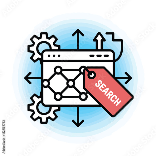 Website search engine optimization data network graphic