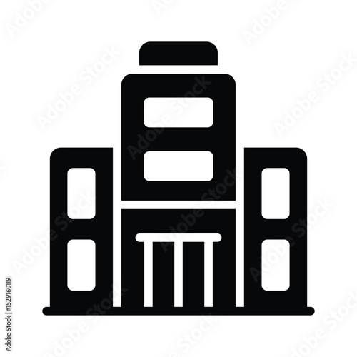 A solid style icon of office workspace building