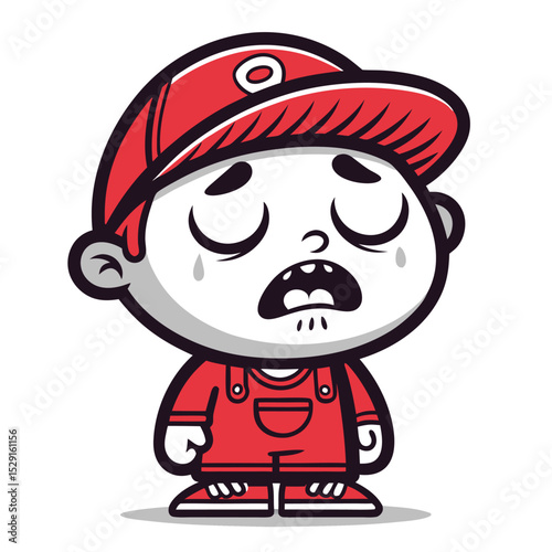 A cute, sleepy cartoon character, eyes closed, wearing doctor's attire, peaceful expression, pastel colors.