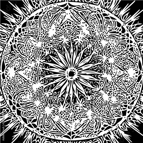 virus fractal background, black and white vector