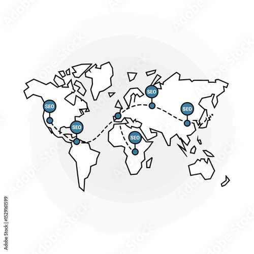 Global seo strategy map illustration