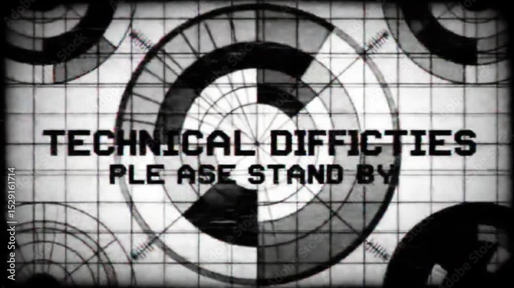Technical difficulties TV screen showing please stand by. Suitable for presentations on IT issues, downtime, broadcasting problems, and technical difficulties.